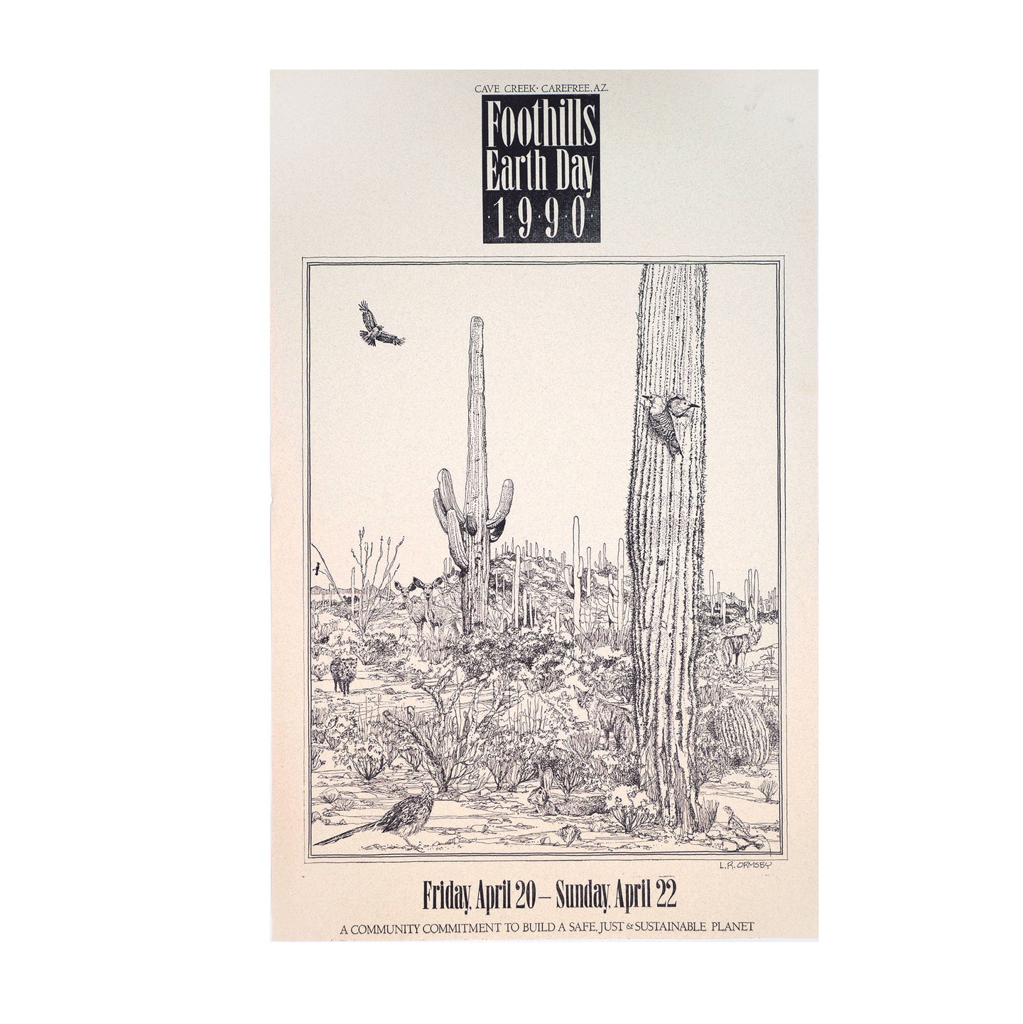 1990 Earth Day Cave Creek poster for Cave Creek, Arizona