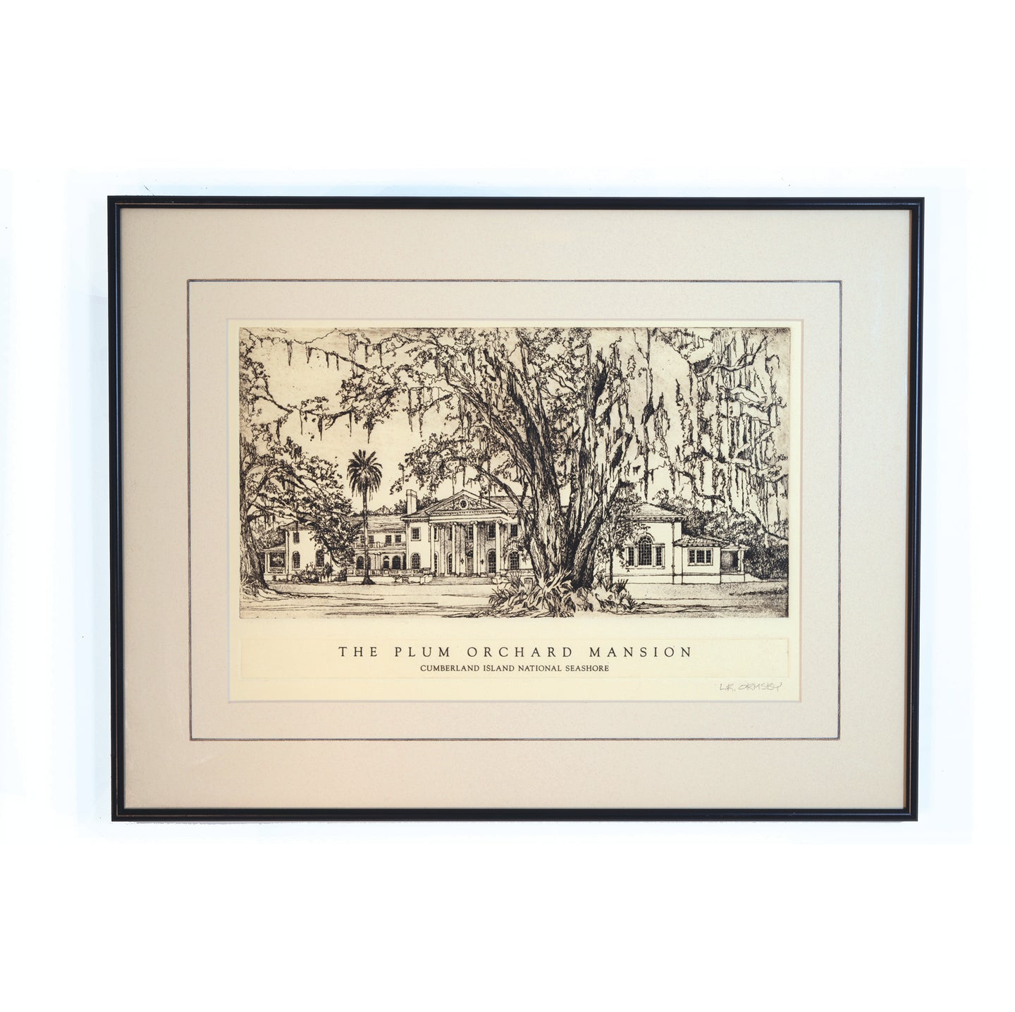 Plum Orchard Mansion etching